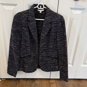 CAbi Blue, black and White Textured Blazer